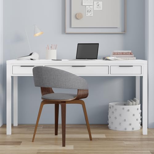 Hollander 60" Wide Solid Wood Writing Desk in White