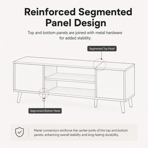 58 Inch Mid-Century Modern TV Stand with Storage, Gray