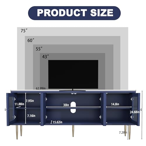 TV Console for Living Room, Blue, 75"