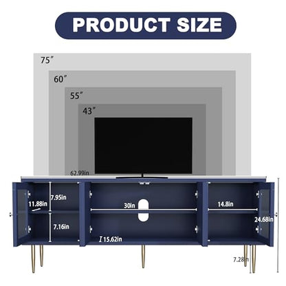 TV Console for Living Room, Blue, 75"