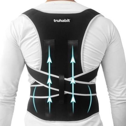 TruHabit Posture Corrector for Men Back Brace Back Support Belt Back Pain Belt for Pain Relief & Hump Prevention, Adjustable Shoulder Support, Back Belt for Back Pain & Shoulder Belt for Men