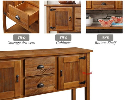 Solid Wood Sideboard Buffet Cabinet with Storage Drawers and Shelf