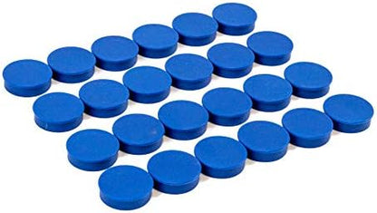 Bullseye Office 24 Round Blue Fridge Magnets, Button Shaped, Small Colorful Magnetic Discs for Kitchen, Cabinet or Classroom, Perfect Whiteboard Supplies for Teachers (Blue)