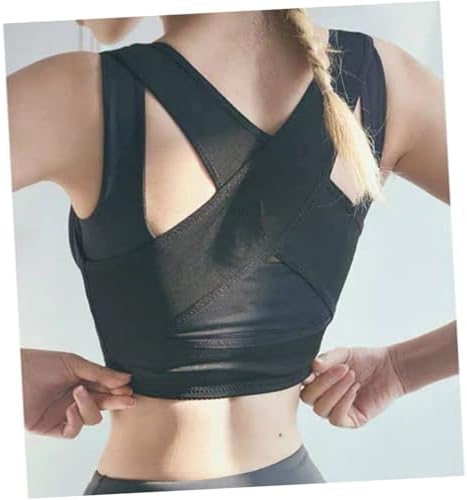 Beaupretty Adjustable Posture Corrector Back Brace, Black Size S