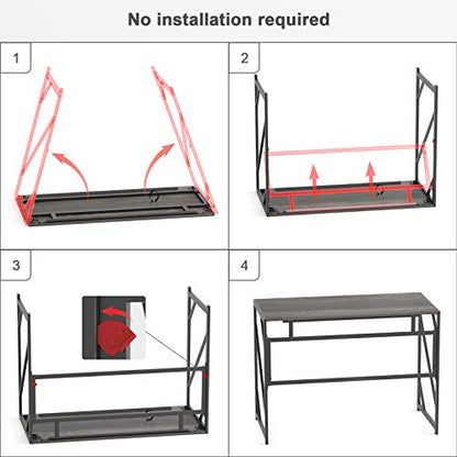 Folding Desk Writing Computer Desk for Home Office No-Assembly