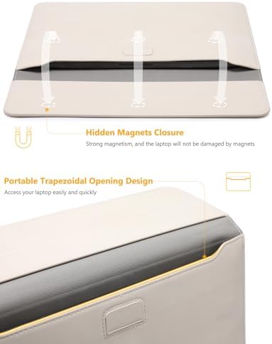 HYZUO 13.3-14 Inch Laptop Case Sleeve with Stand Feature, Beige