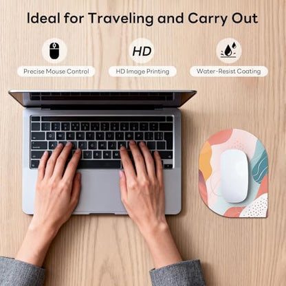 Contoured Oval Mouse Pad 6x8in Non-Slip for Laptop,Boho Lines