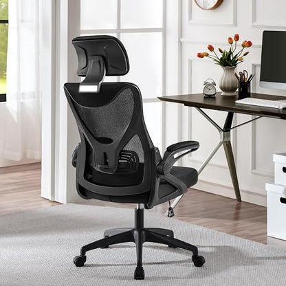Ergonomic Office Chair with Headrest, Lumbar Support, Black