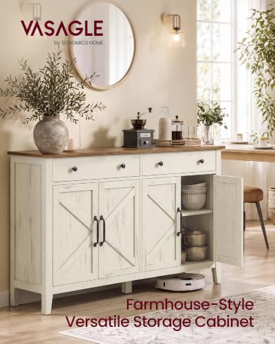 Farmhouse Buffet Cabinet, Coffee Bar with 2 Drawers
