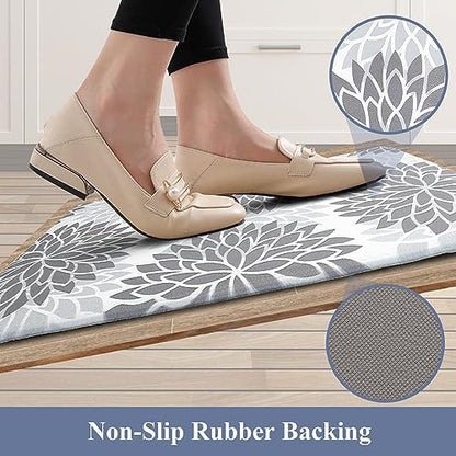 HEBE Anti Fatigue Kitchen Rugs Set of 2, Cushioned Kitchen Mats for Floor