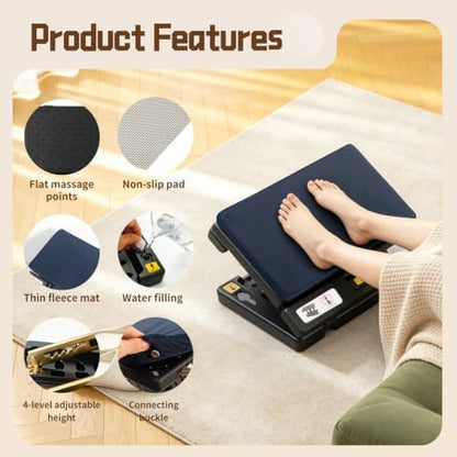 Foot Rest Under Desk, 4-Angle Adjustable, Massage & 1.18" Thin Fleece pad