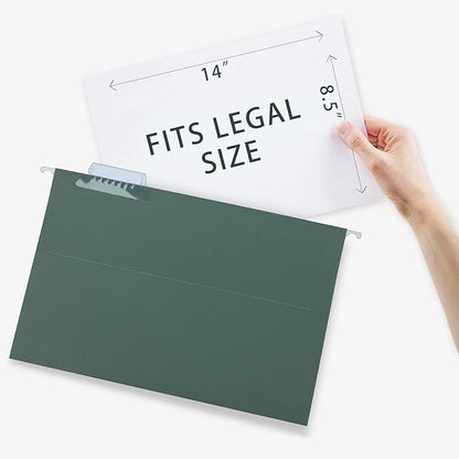 HERKKA Extra Capacity Hanging File Folders, 30 Pack Reinforced Legal Size Hanging Folders with Heavy Duty 3 Inch Expansion, Designed for Bulky Files, Medical Charts, Green