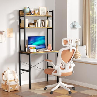 Small Desk with Shelves, Computer Desk with Hutch, 31"