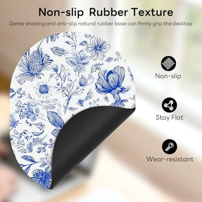 Oval Mouse Pad 6x8in Non-Slip for Laptop,Sketch Flowers