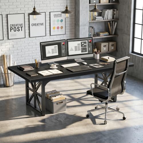 71" Executive Desk, Large Computer Table for Home Office, Black