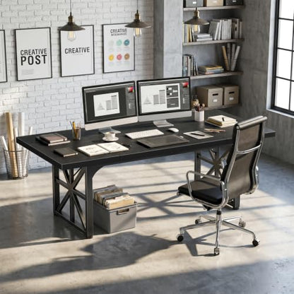 71" Executive Desk, Large Computer Table for Home Office, Black