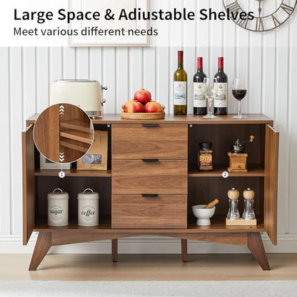 Buffet Cabinet with Storage, 47.2" Storage Cabinet with 3 Drawers