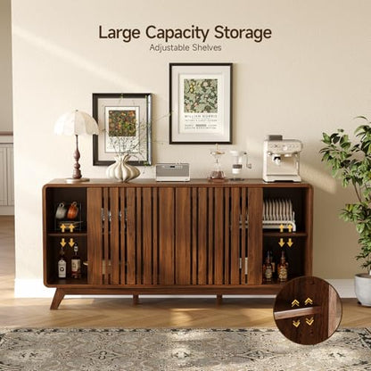 Sideboard Buffet Cabinet with Storage, Fluted Kitchen Cabinet