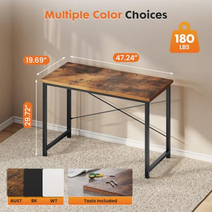 47-Inch Computer Desk for Bedroom, Brown