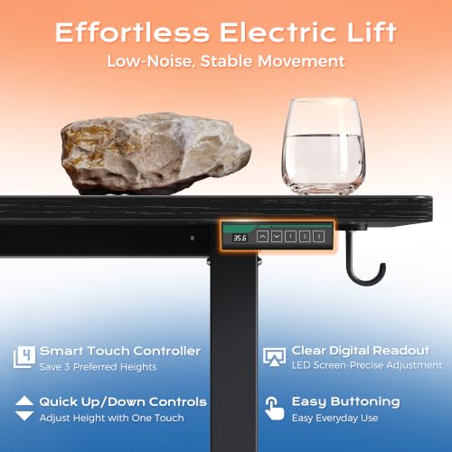 63 x 55 Inch L Shaped Standing Desk with Power Outlets