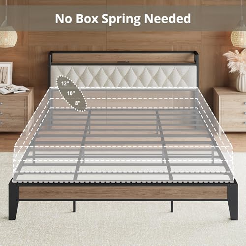 California King Bed Frame with Charging Storage Headboard