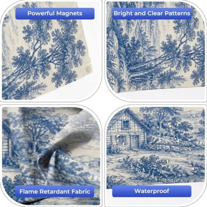 6 Pcs Fluorescent Light Covers for Ceiling Lights Woodland vintage Blue white Magnetic Light Filters Decorative for Classroom Office Hospital Home 4x2 Ft