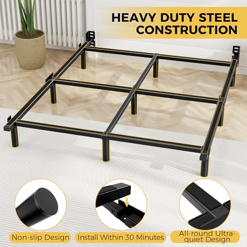 Queen Bed Frame, 7 Inch Heavy Duty Metal Base for Box Spring, 9 Legs