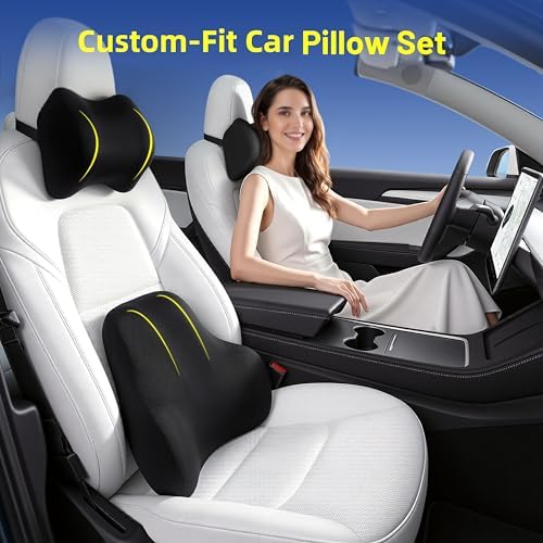 Car Pillow for Hyundai Palisade,Car Neck Pillow,Lumbar Support Pillow for Car,Memory Foam Pillow,Ergonomic Pillow,Adjustable and Washable,Car Essentials for Long Trips,Car Accessories,Ice Silk,1 Set