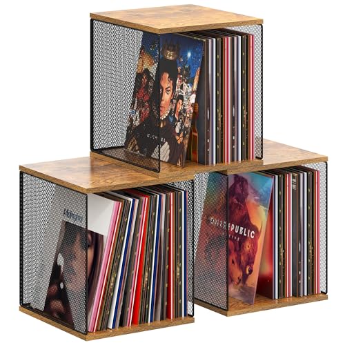 Dmevkic 3 Cube Vinyl Record Storage