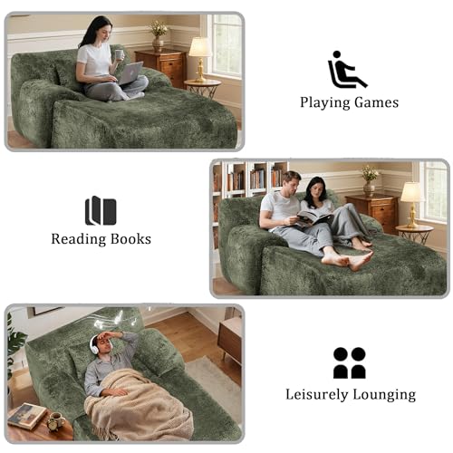 66 Inches Oversized Chaise Lounge Indoor with Lumbar Pillow