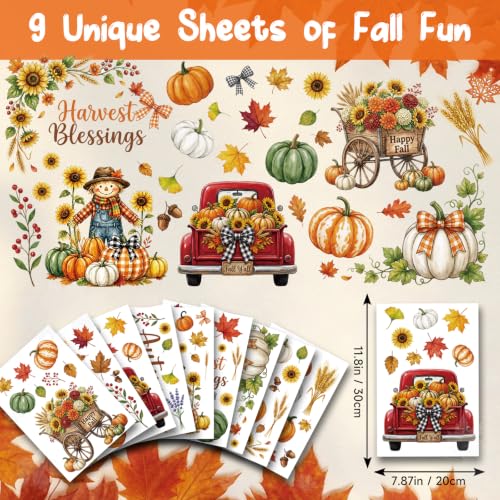 Fall Window Clings Decor Autumn Harvest Thanksgiving Decorations Stickers