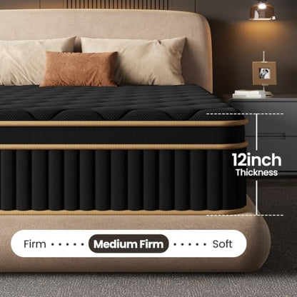 King 12 Inch Hybrid Mattress in a Box with Medium Firm Support