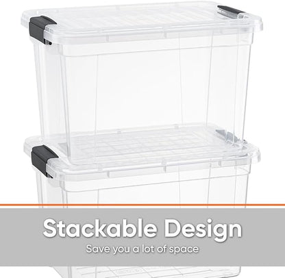 Superio Clear Storage Boxes with Lids, 8.75 Quart Plastic Container Bins for Organizing, Stackable Crates, BPA Free, Non Toxic, Odor Free, Organizers for Home, Office, School, and Dorm, 2 Pack