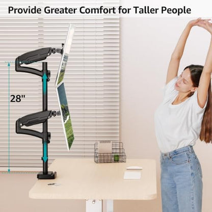 MOUNT PRO Vertical Dual Monitor Mount, Stacked Monitor Stand for 2 Computer Screens up to 32 inches, Full Motion Adjustable Tall Display Desk Mount, Each Arm Holds up to 17.6lbs, VESA Mount