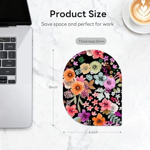 Contoured Oval Mouse Pad 6x8in Non-Slip for Laptop,Daisy
