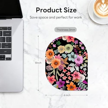 Contoured Oval Mouse Pad 6x8in Non-Slip for Laptop,Daisy