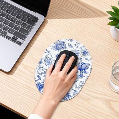 Oval Mouse Pad 6x8in Non-Slip for Laptop,Sketch Flowers
