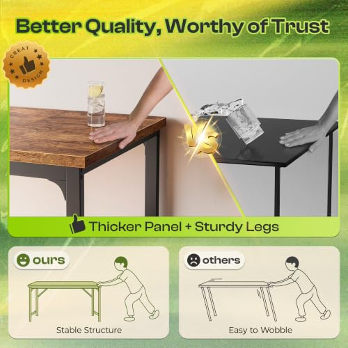 63 x 24 Inch Computer Desk, 0.95'' Thicker, Duty, Rustic Brown