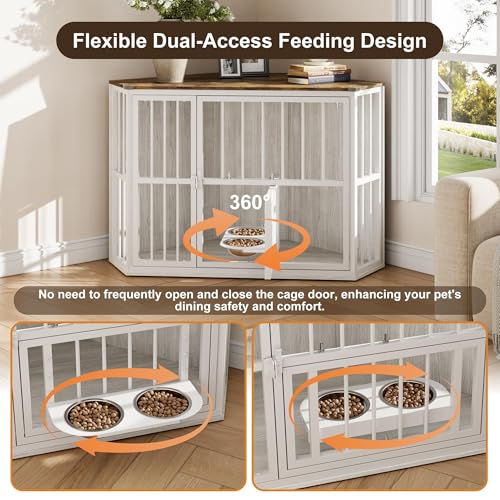 Corner Dog Cage Cabinet, Iron Frame, Pet Kennel Cabinet