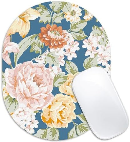 Oval Mouse Pad 6x8in Non-Slip for Laptop,Floral