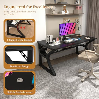 Computer Desk, 55 X 23.6'' Home Office Desks Writing Table