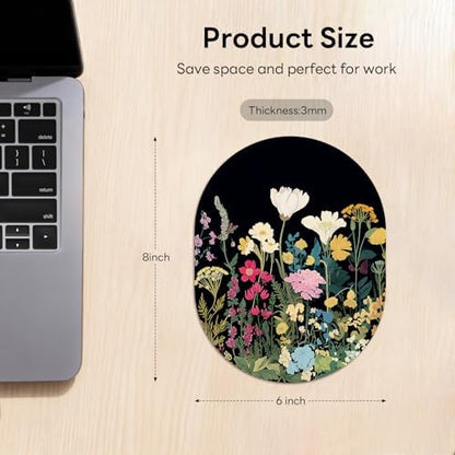 Oval Mouse Pad 6x8in Non-Slip for Laptop,Wildflowers