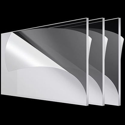 Roowest 3 Pcs 24'' x 36'', 1/8 Inch Thick Clear Acrylic Sheet Panels Transparent Cast Sheet Plastic Panels with Protective Film Cut to Size Cast Acrylic Board for Craft DIY Projects