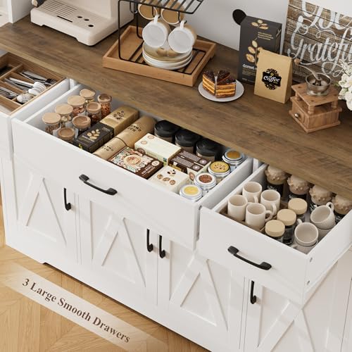 71" Tall Kitchen Pantry Storage Cabinet, 55" W Kitchen Hutch, White