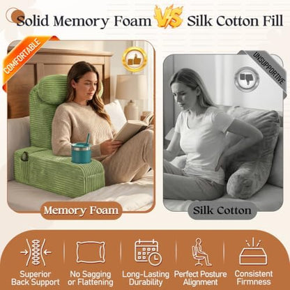 Reading Pillow/Backrest Pillow with Arms, Cup Holder & Phone Pocket