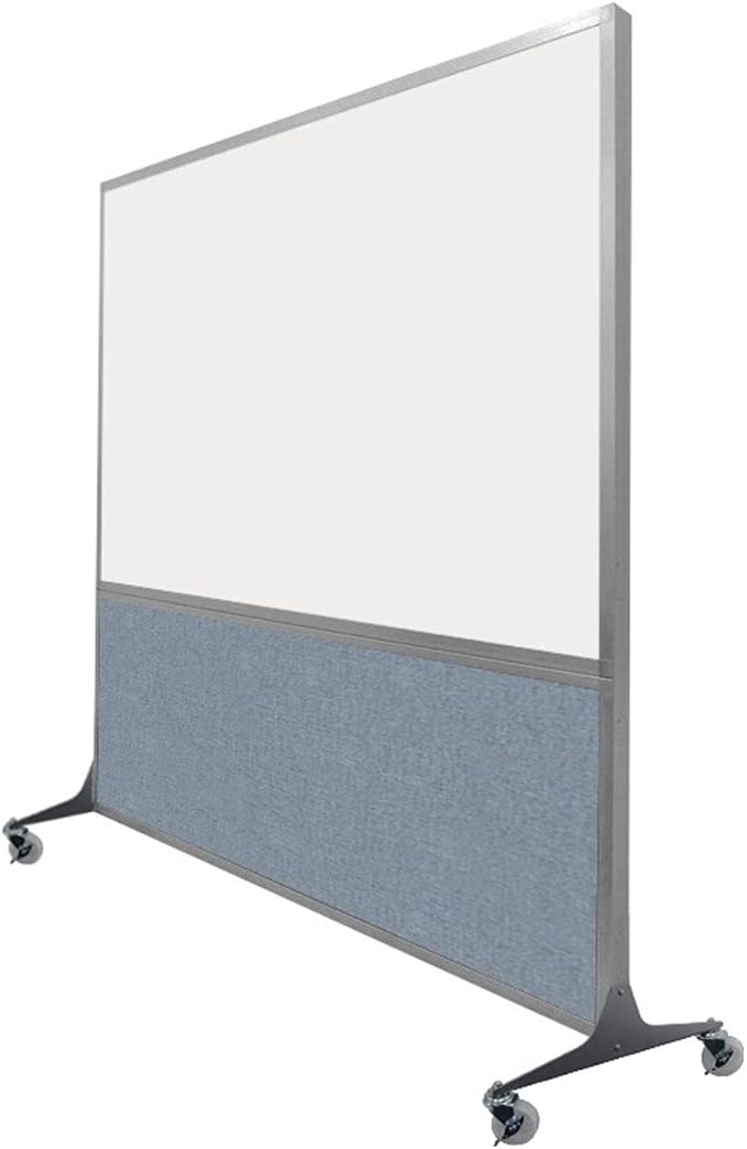 DivideWrite Mobile Whiteboard | Double Sided Dry Erase Board | Portable Office Cubicle Partition | Display for Classrooms, Conference Rooms, Meeting Areas and More | Navy Blue Fabric 5' Wide X 6' Tall