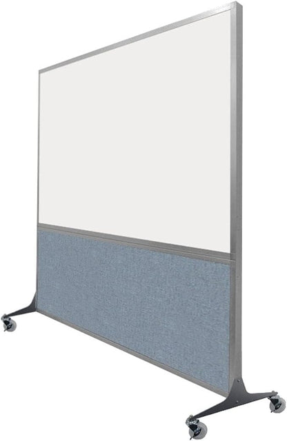 DivideWrite Mobile Whiteboard | Double Sided Dry Erase Board | Portable Office Cubicle Partition | Display for Classrooms, Conference Rooms, Meeting Areas and More | Navy Blue Fabric 5' Wide X 6' Tall