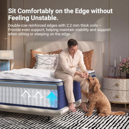 SyncDeep Full Mattress 12 Inch, Firm Hybrid Cooling, Lumbar Support