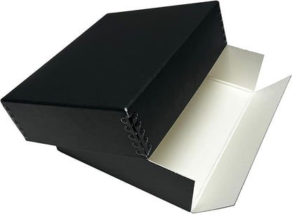 Lineco Museum Archival Drop-Front Storage Box, Acid-Free with Metal Edges, 8.5 X 10.5 X 3 inches, Black (733-2008), Set of 2