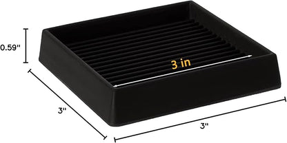 VOCOMO 3X3 Rubber Caster Cups, Non Slip Furniture Pads, Anti-Slip Gripper, Anti Skid Furniture Feet, Anti Slide Floor Protector for Bed Couch Stoppers (8 Pack, Black)